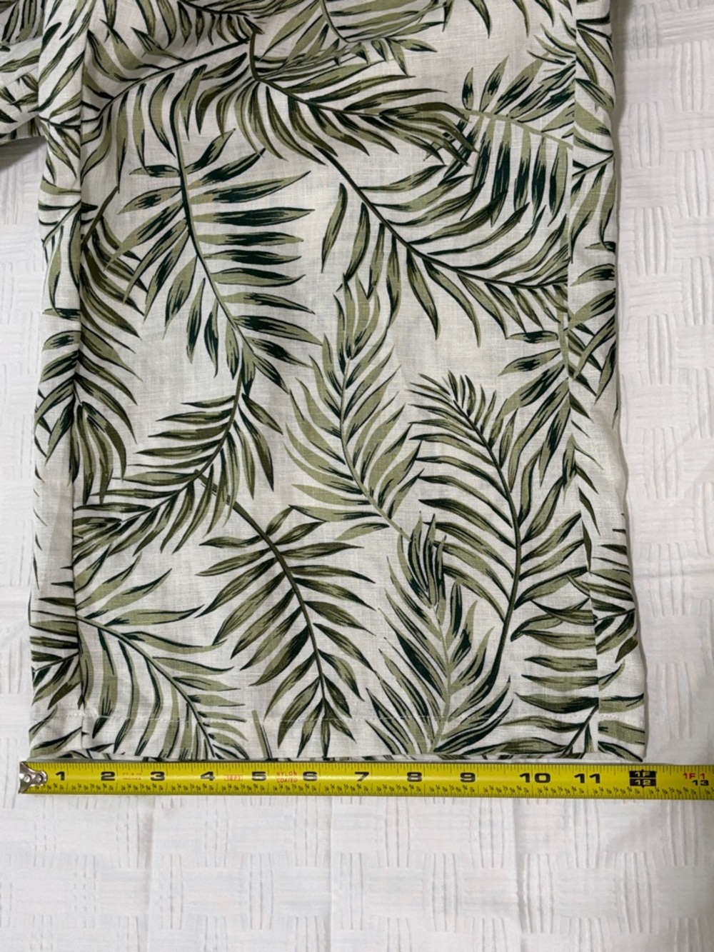 Tahari Linen Cropped Pants White Green Leaf Print 100% Linen Size Large Side Zip - Picture 11 of 11